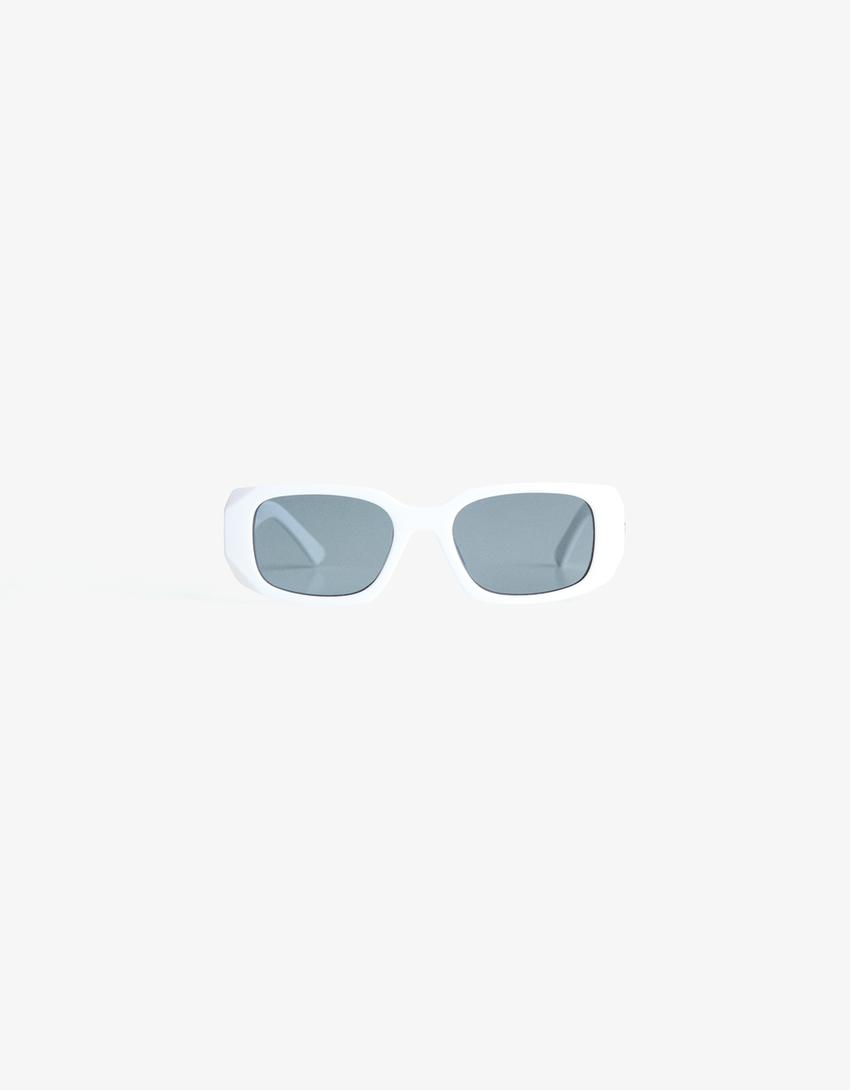 Hexagonal sunglasses-White-2
