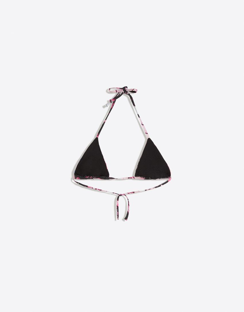 Bikini triangle imprimé-Fuchsia