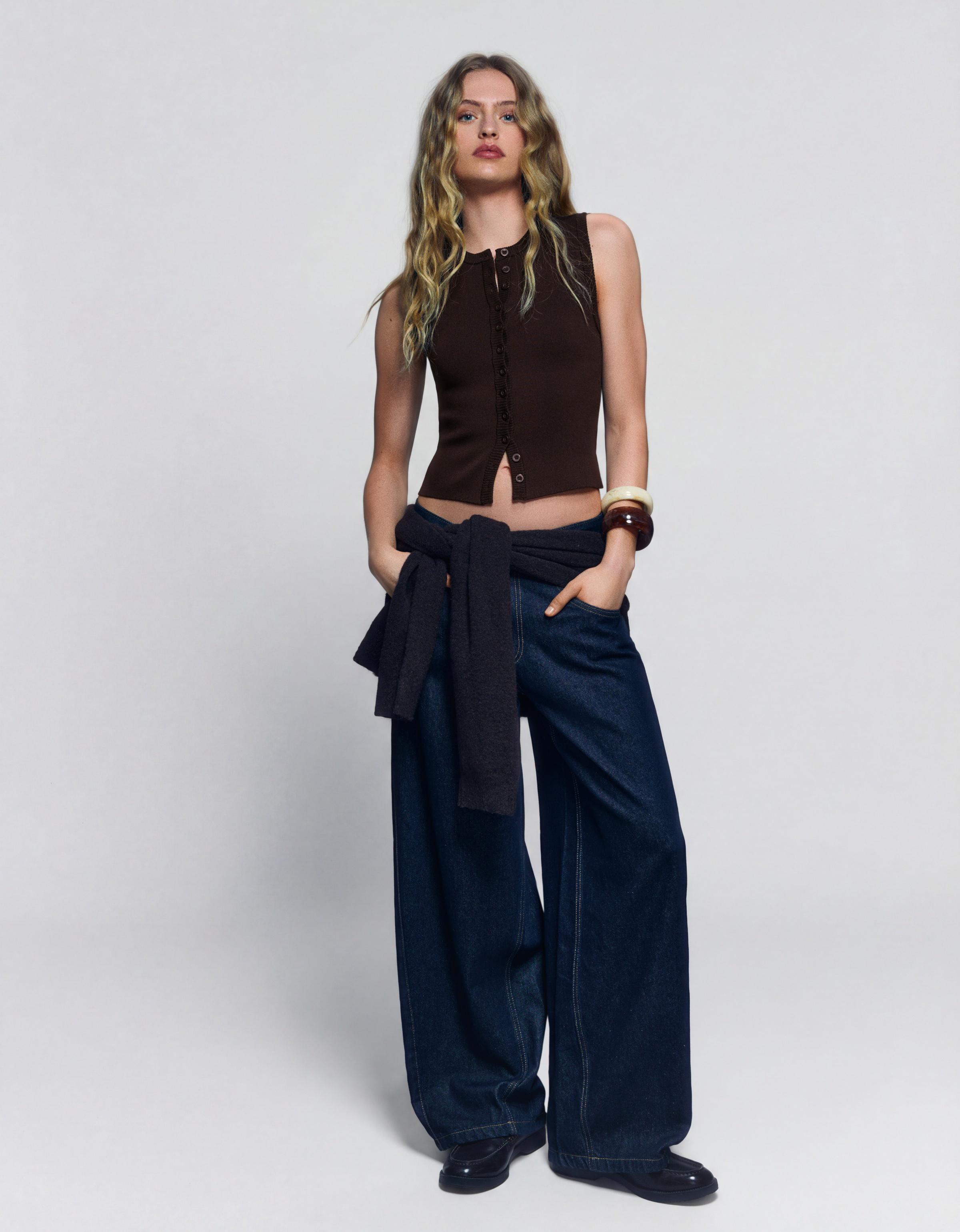 Bisiklet yaka düğmeli yelek - Görsel 43