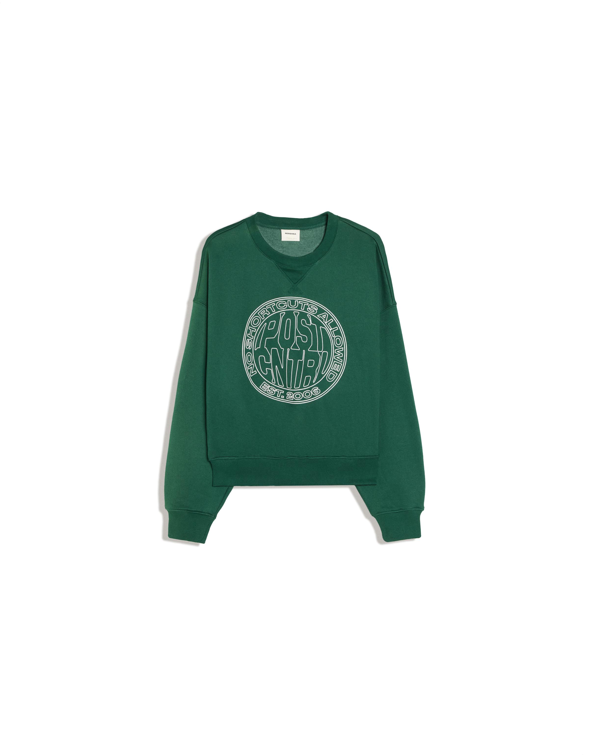 Round neck print sweatshirt — Green