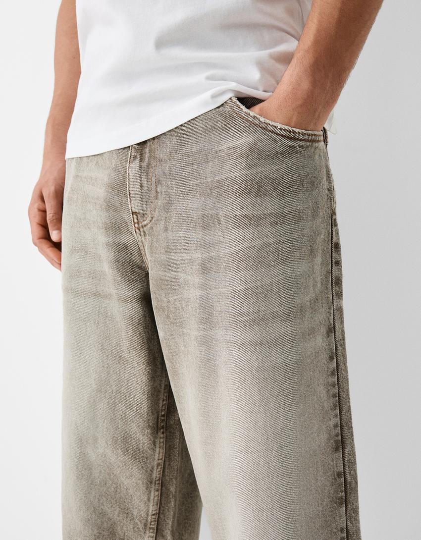 Super baggy denim Bermuda jorts-Green