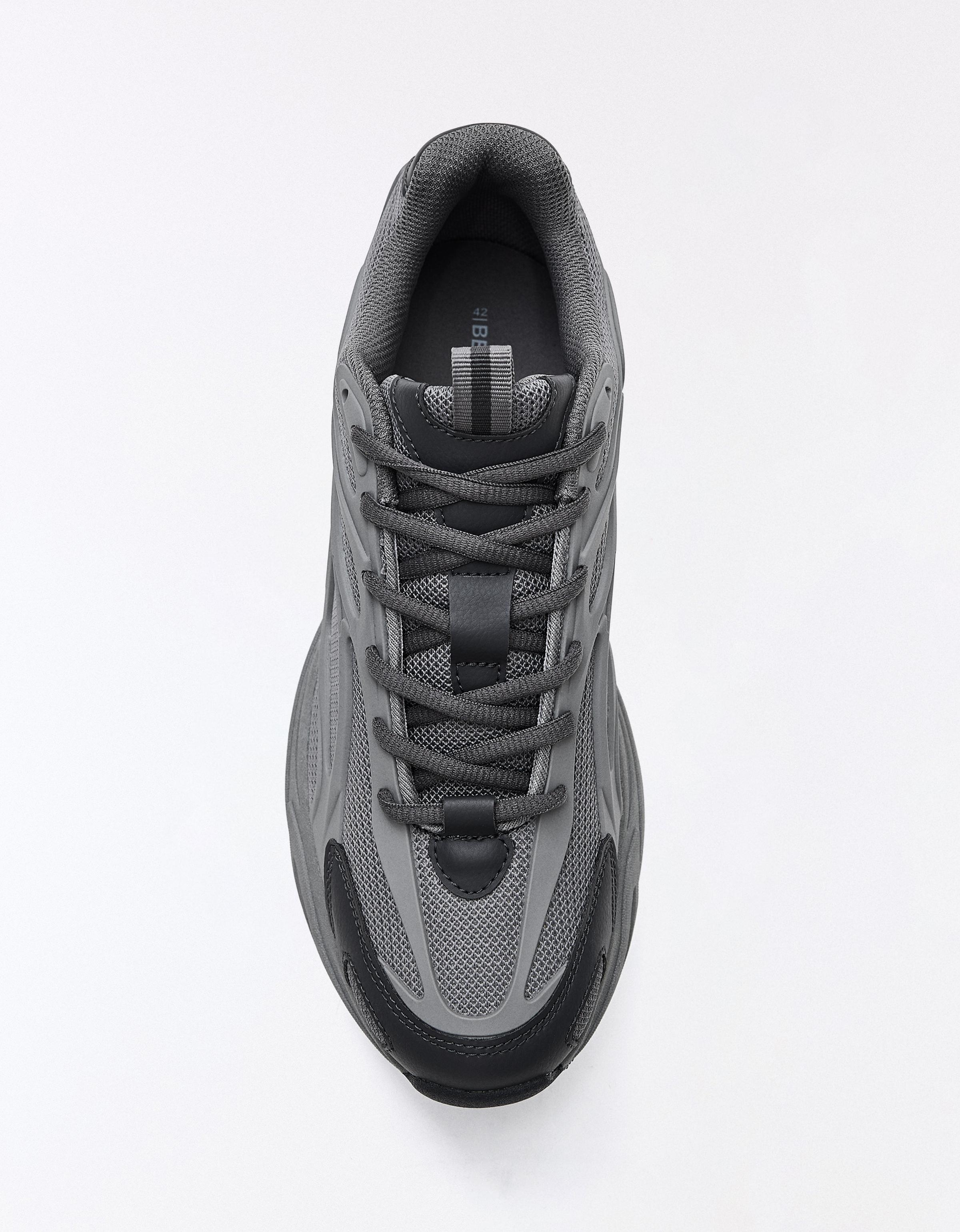 Chunky mixed-material sneakers — Grey