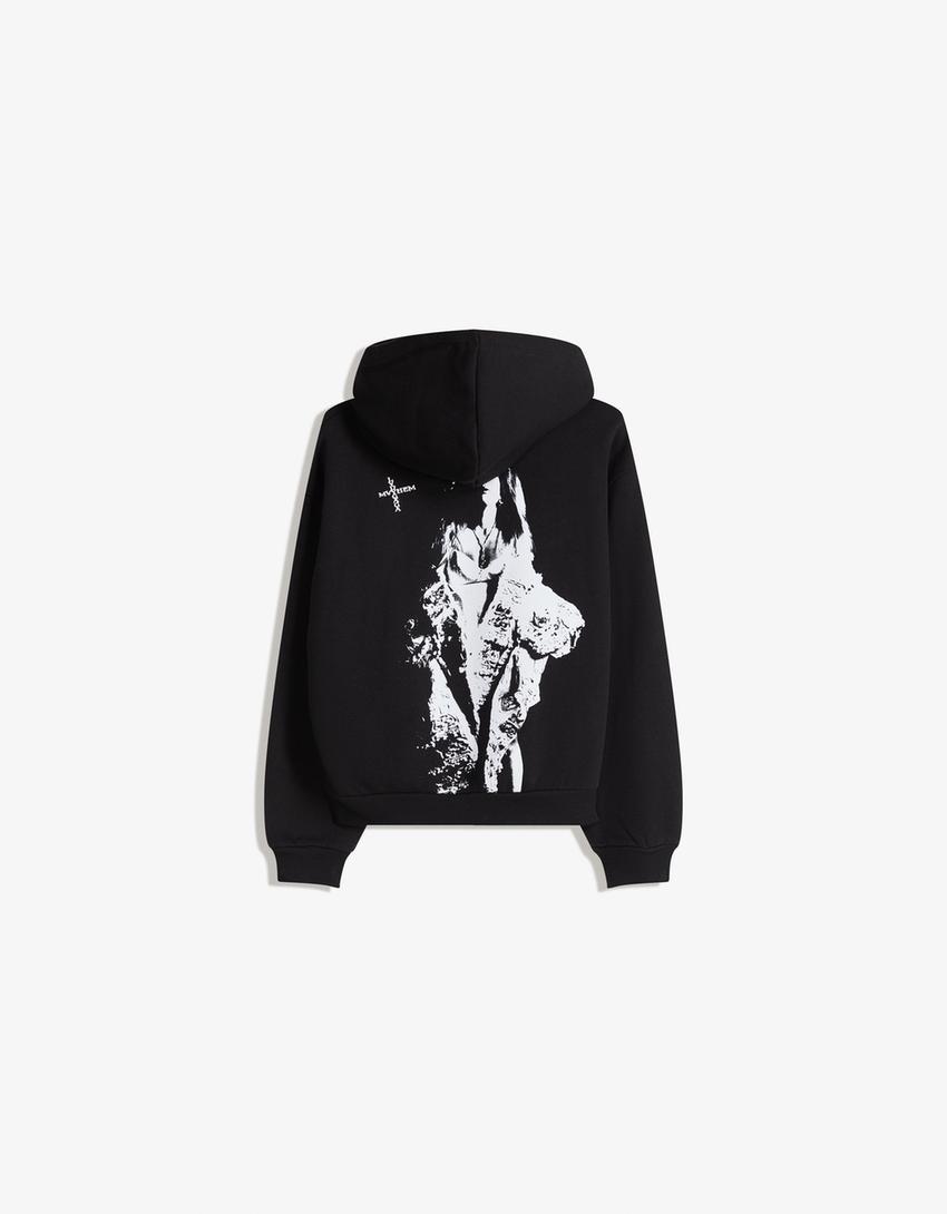 Sweat Lady Gaga à capuche imprimé-Noir
