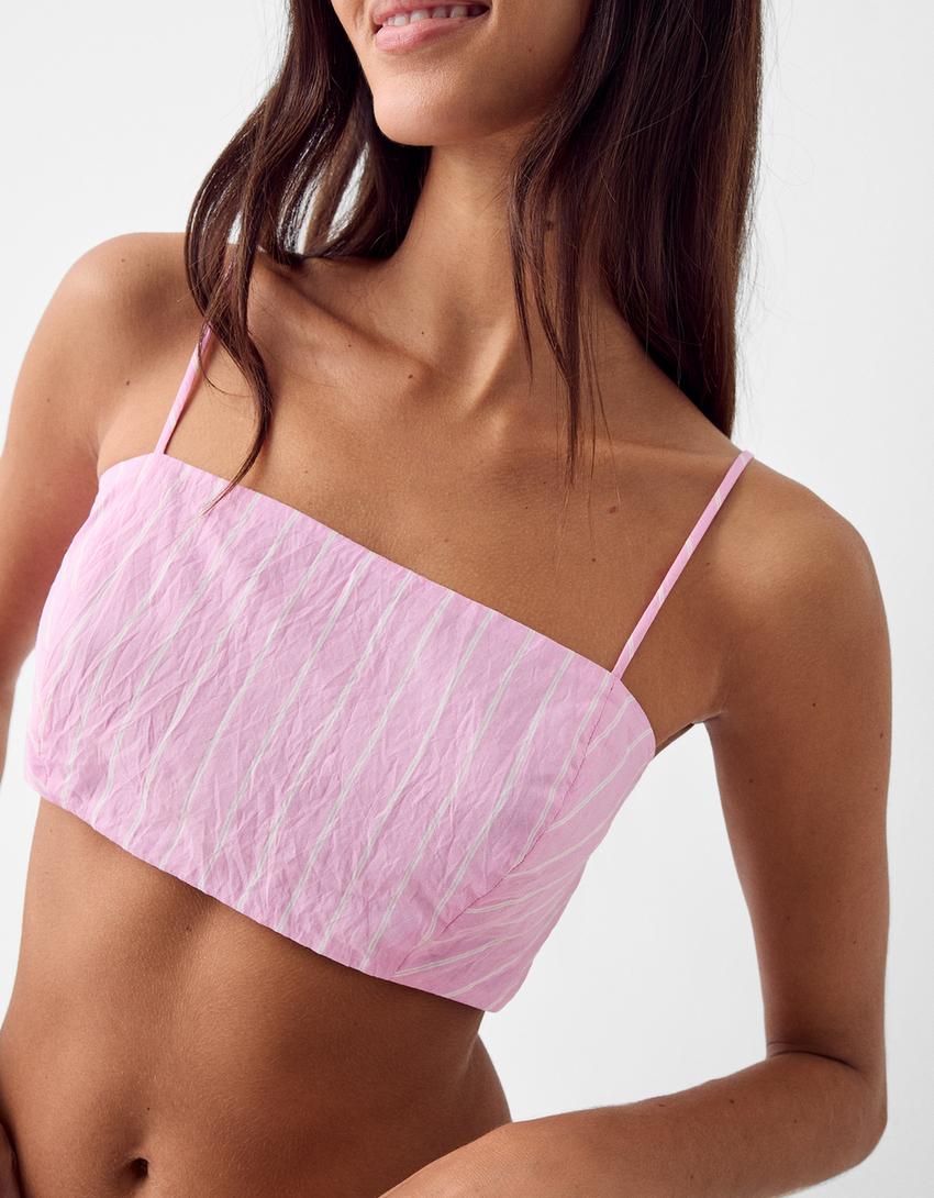 Striped strappy top-Pink-2