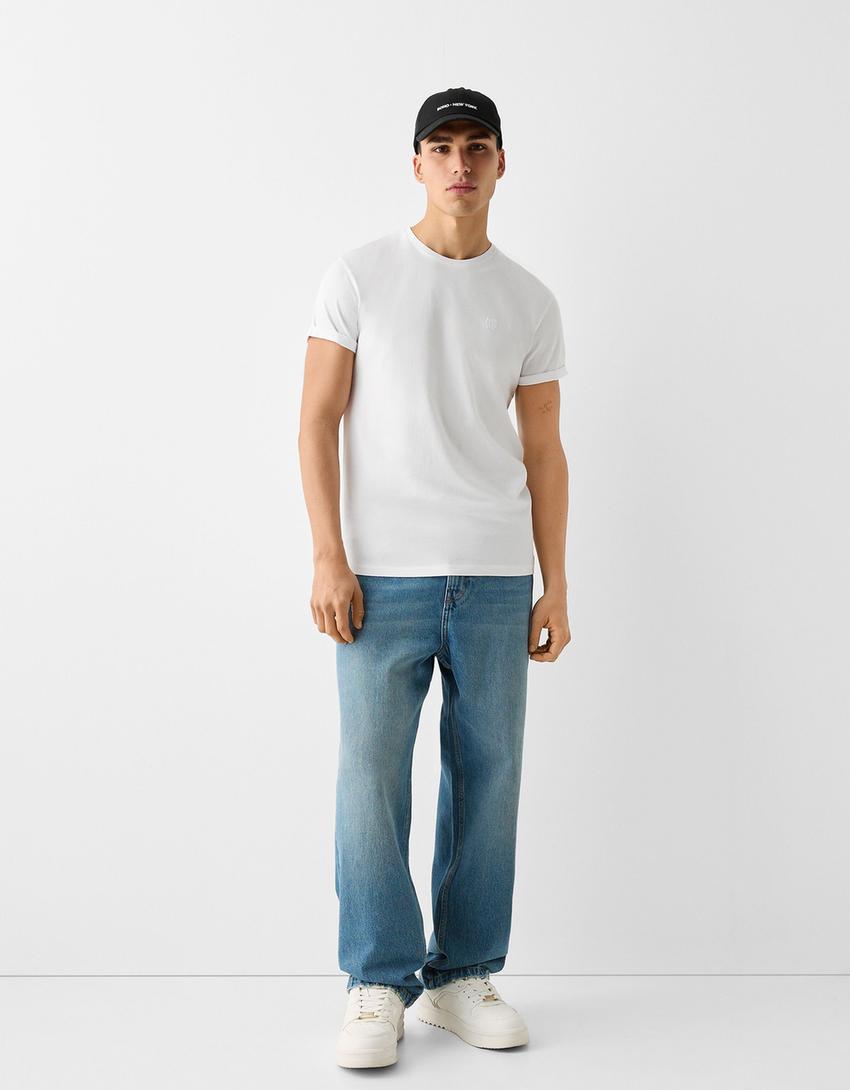 T-shirt manches courtes muscle fit-Blanc-3