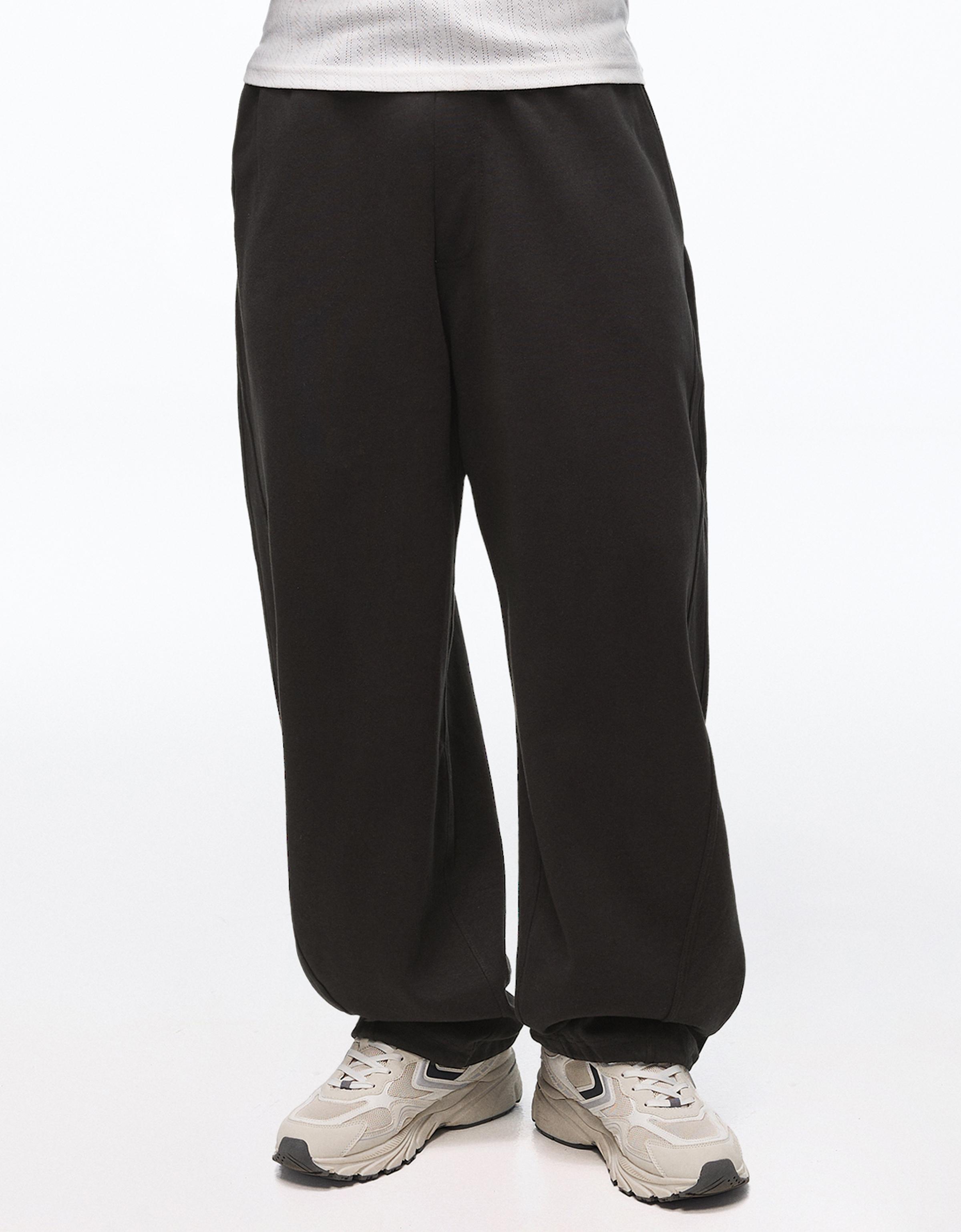 Interlock balloon trousers — Black