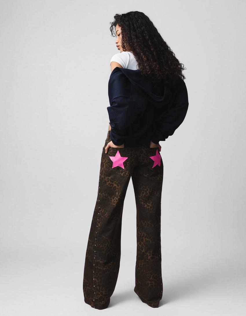 Pantalón straight sarga-Marrón