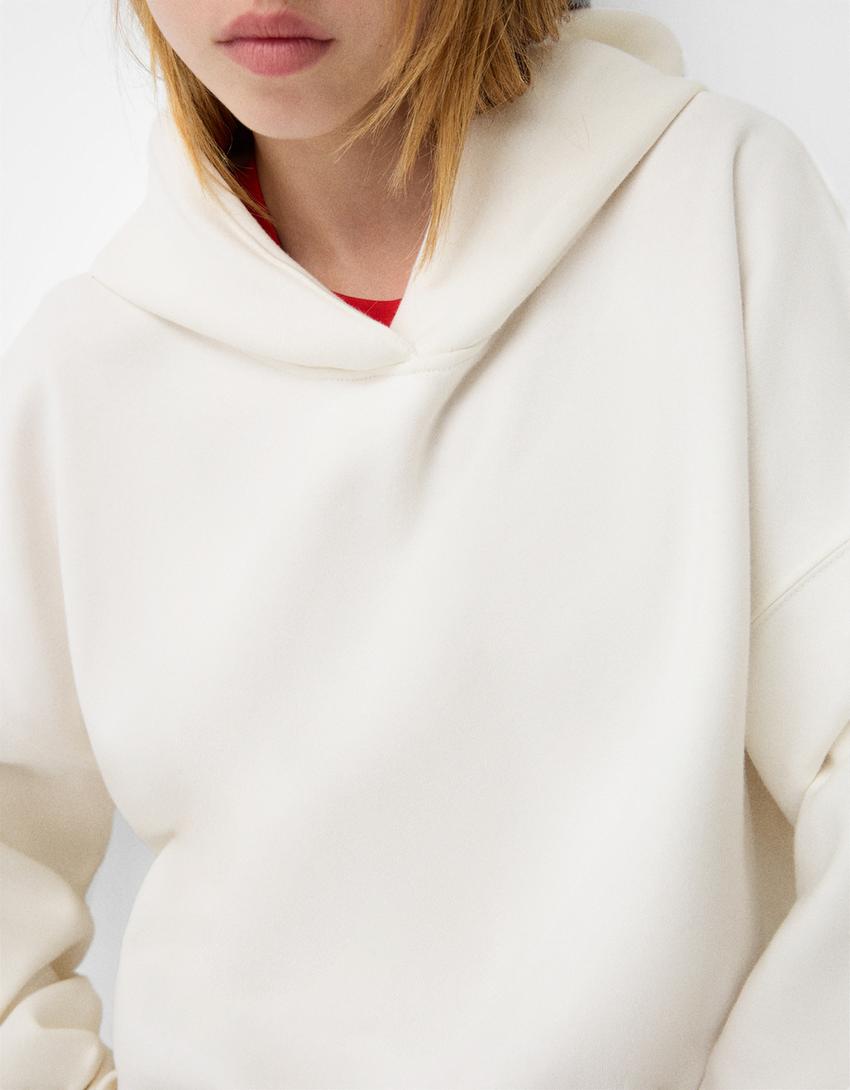 Sudadera felpa capucha-Blanco roto-4