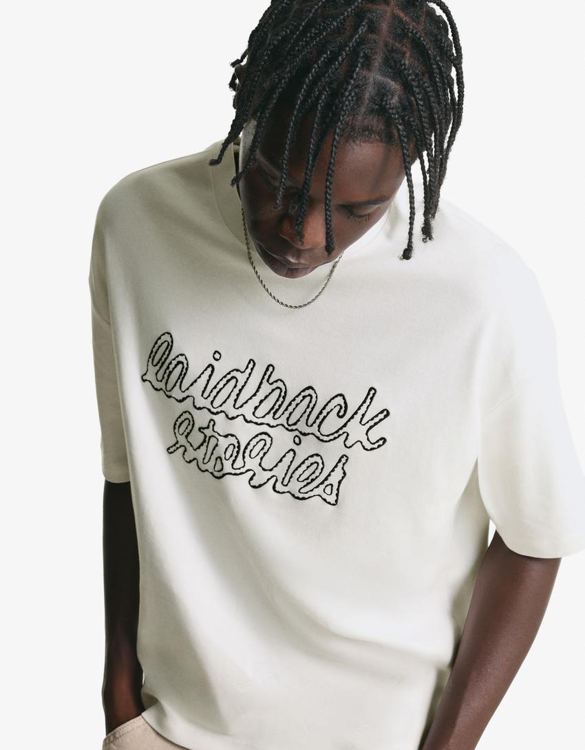Camiseta manga corta boxy bordado-Blanco roto-2