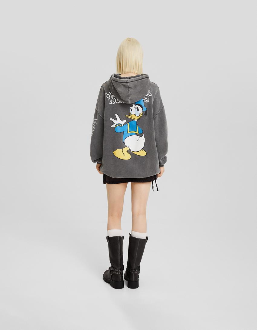 Sweat capuche imprimé Donald-Gris-1