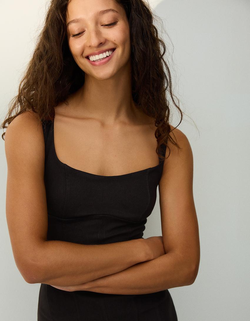 Midikleid mit Bengalinstreifen-Schwarz