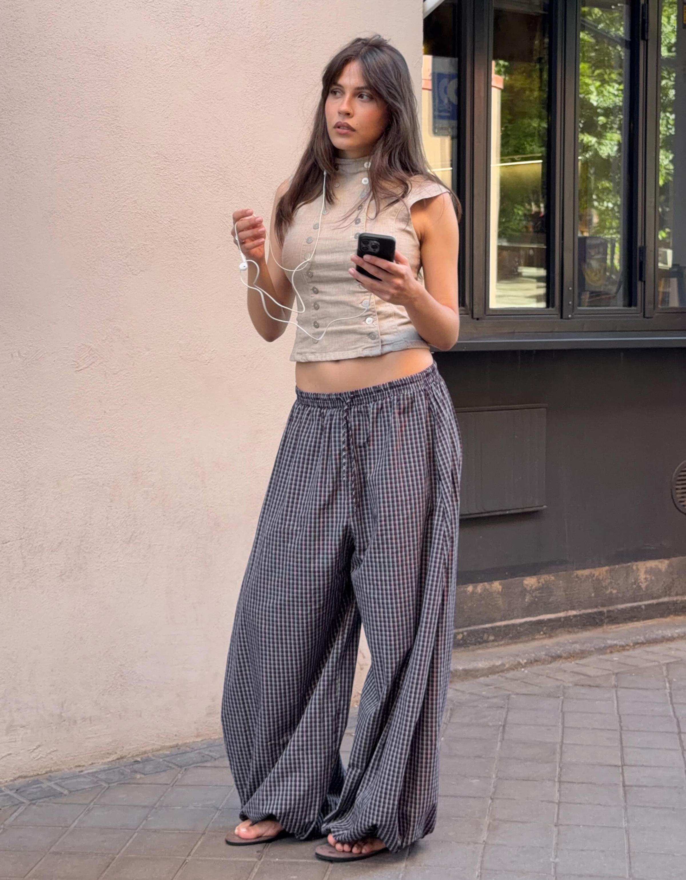 Poplin bloomer trousers — Maroon