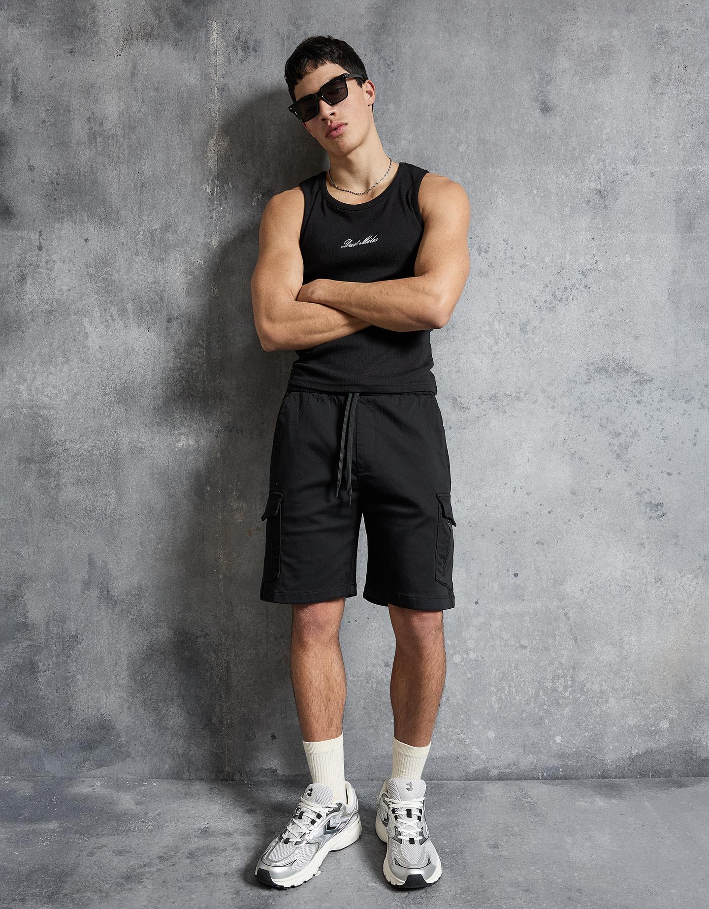 Bershka bermudy regular fit cargo czarny