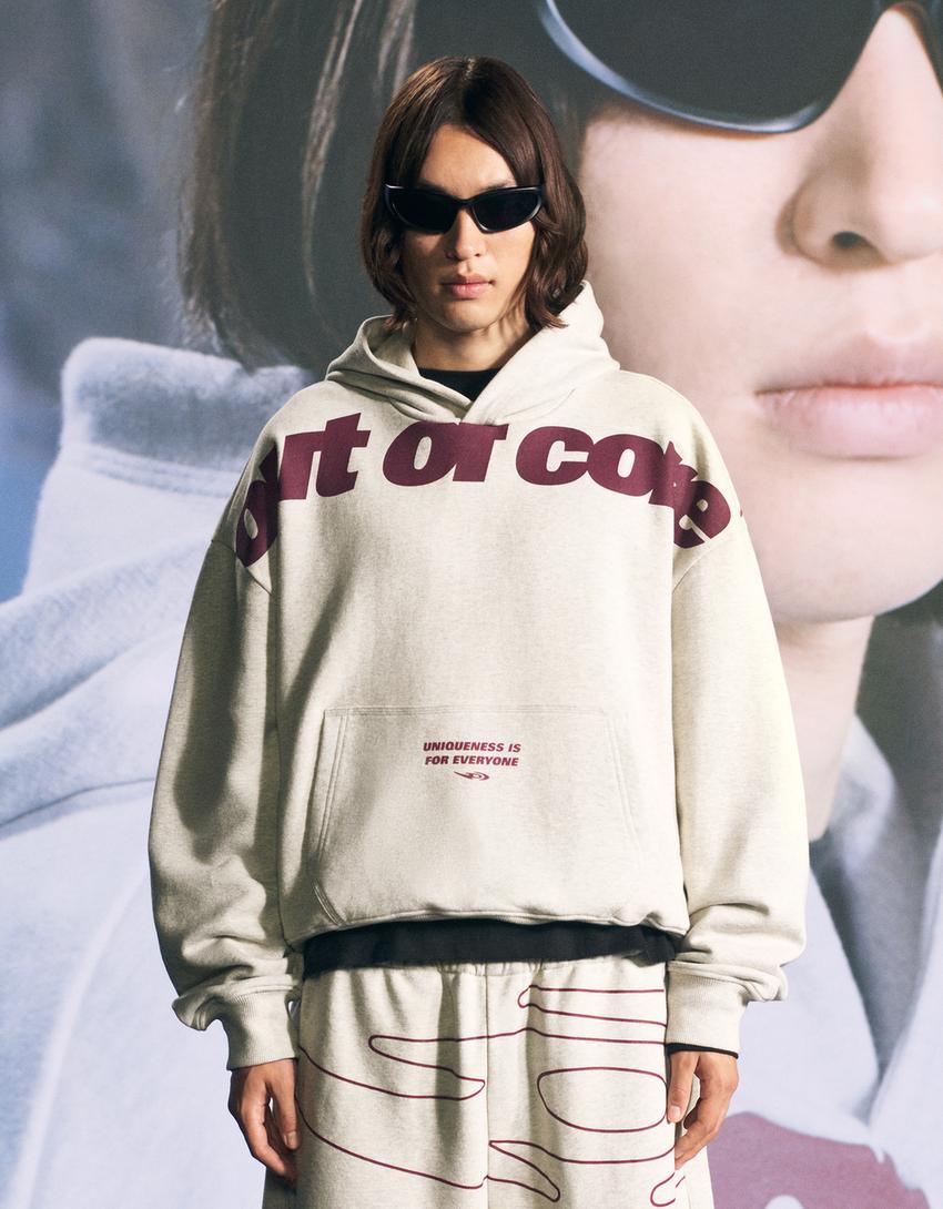 Bluza z kapturem boxy out of core-Szary