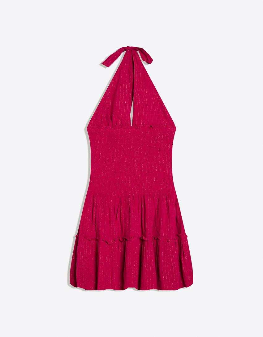 Robe mini à volants-Fuchsia