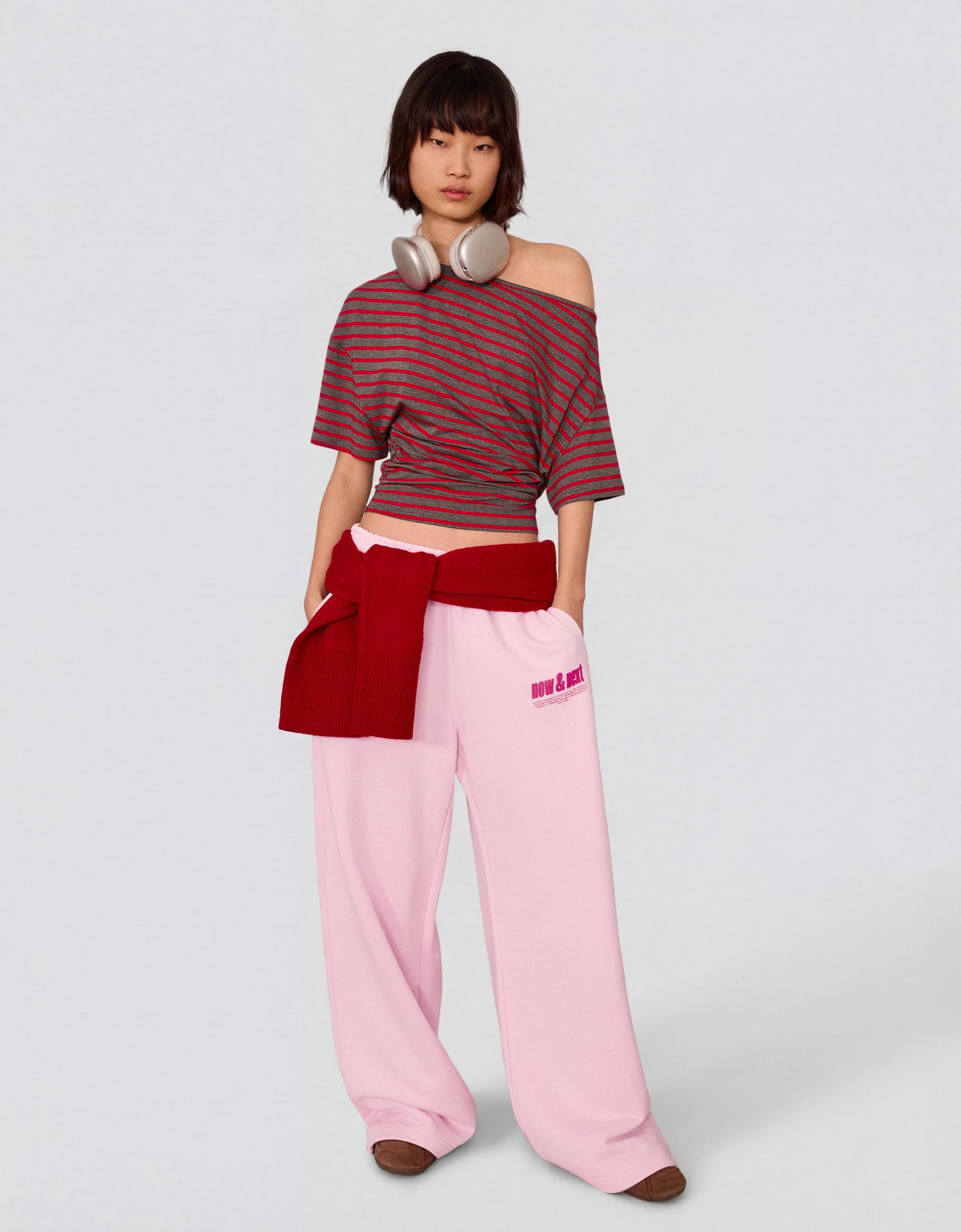 Baskılı geniş paça şardonlu eşofman altı - Görsel 46