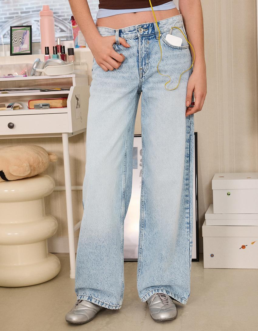 Jeans boyfriend tiro bajo-Azul lavado