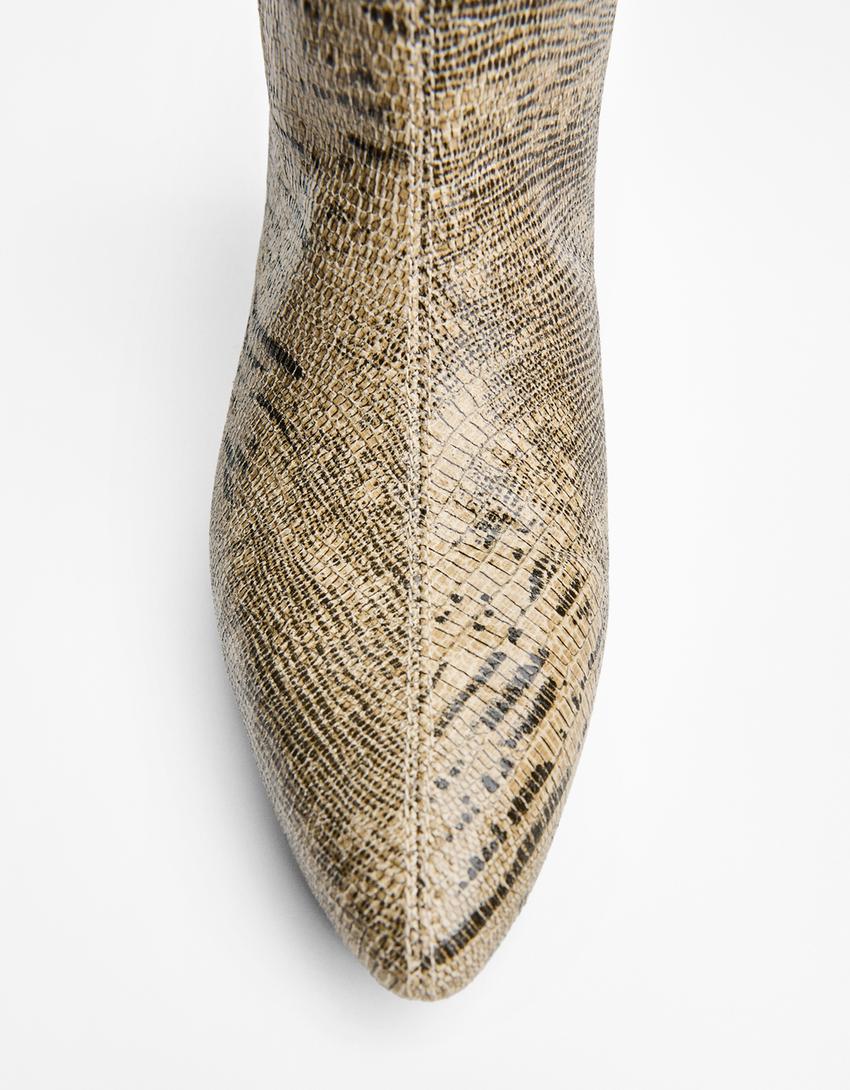 Wide leg high-heel ankle boots-ANIMAL PRINT