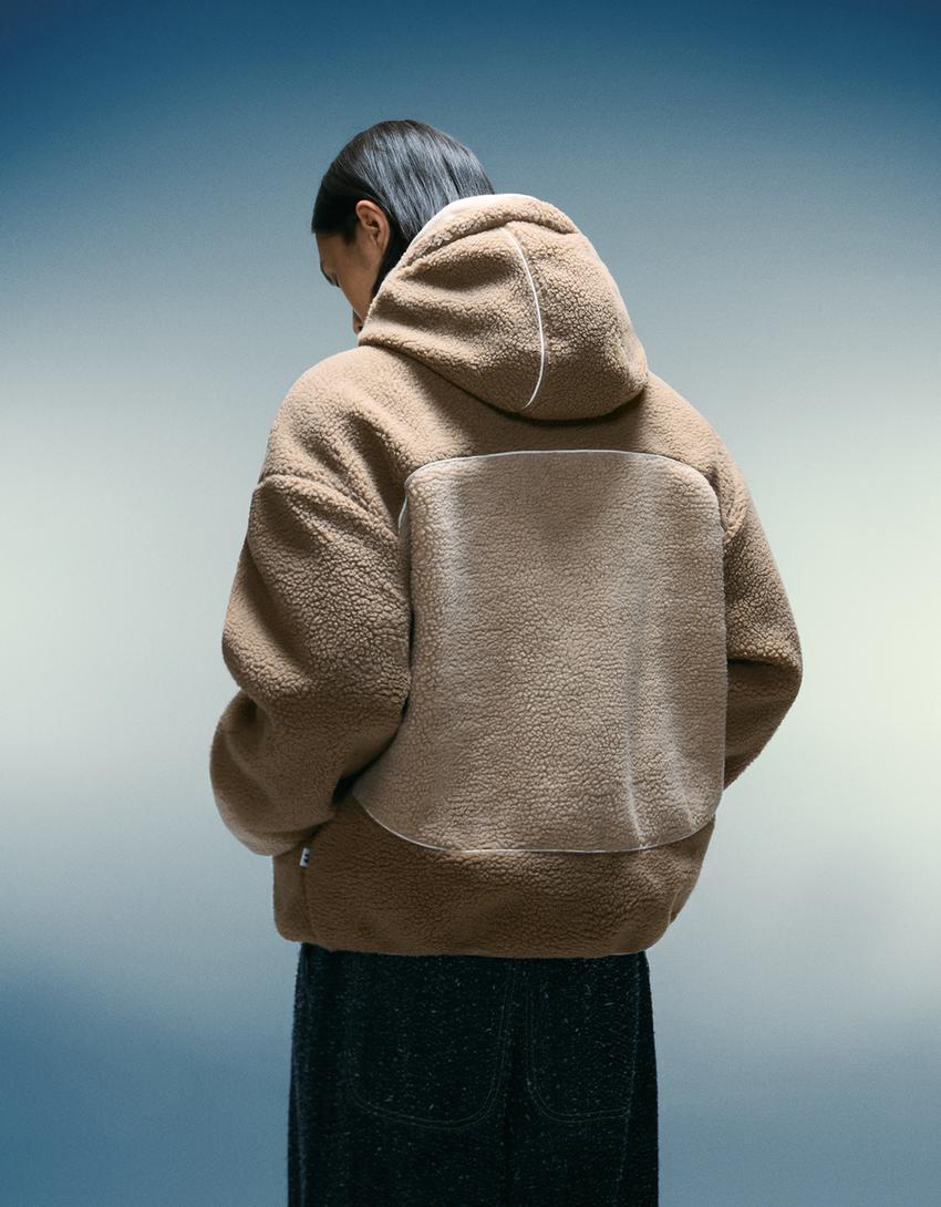 Veste en mouton synthétique-Camel