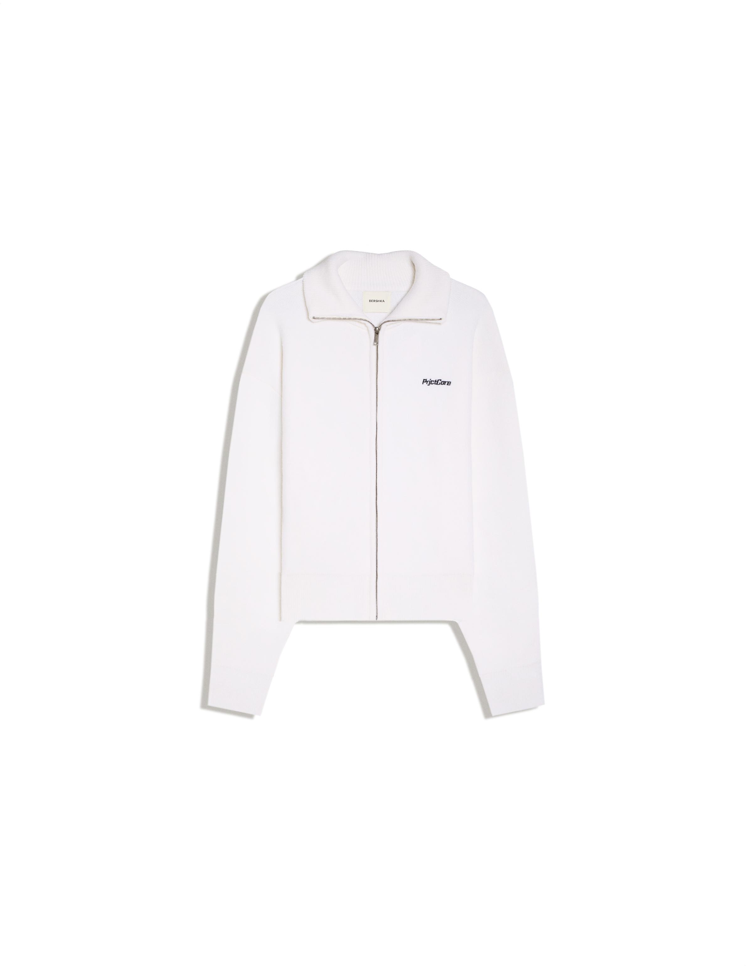 Boxy knit zip jacket — Off white