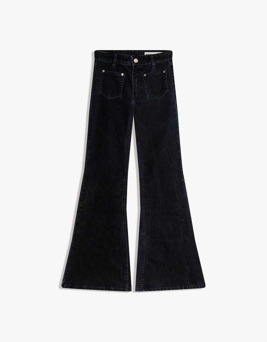 Jeans flare flock-Marrón