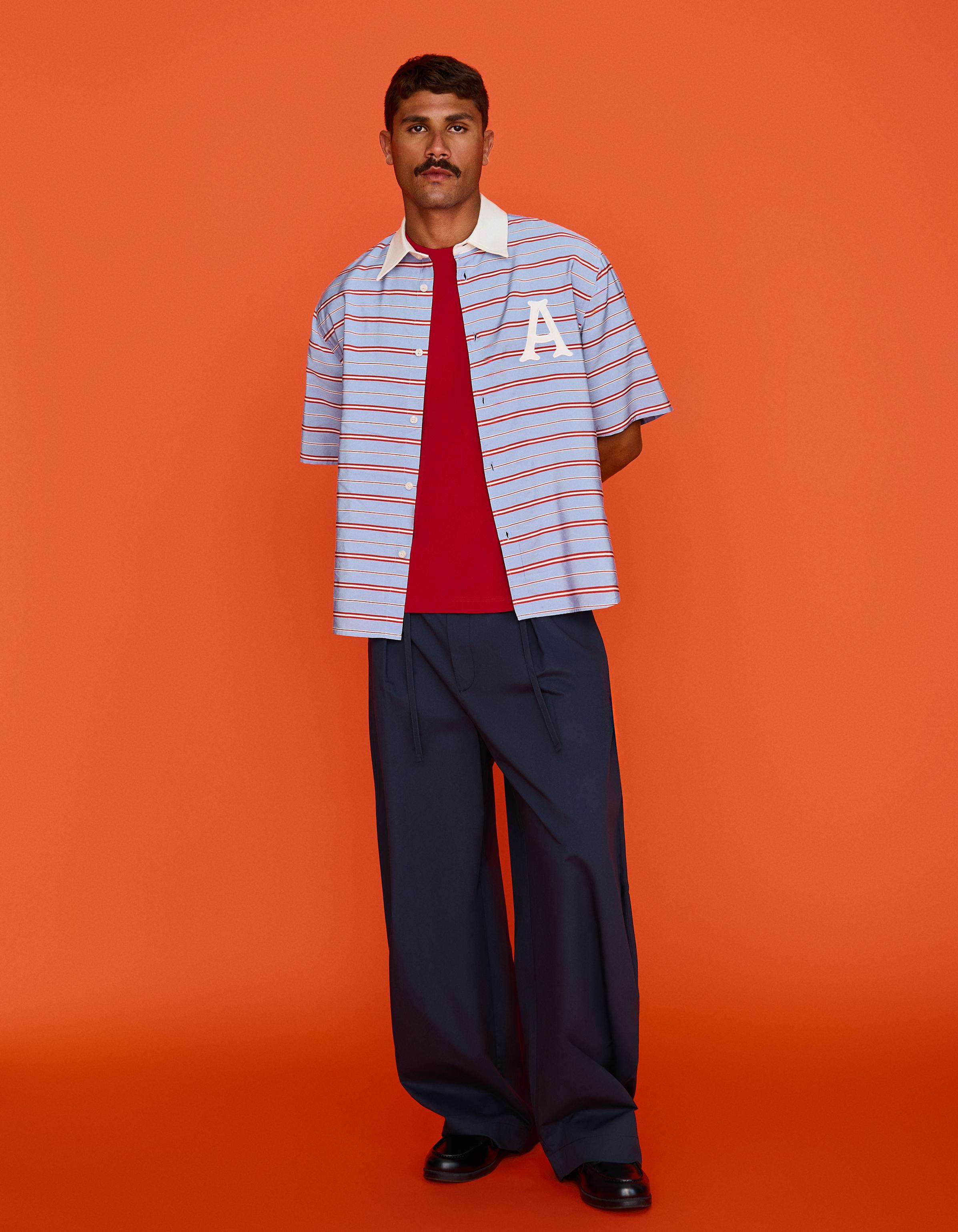 İşlemeli kısa kollu boxy fit gömlek - Görsel 13