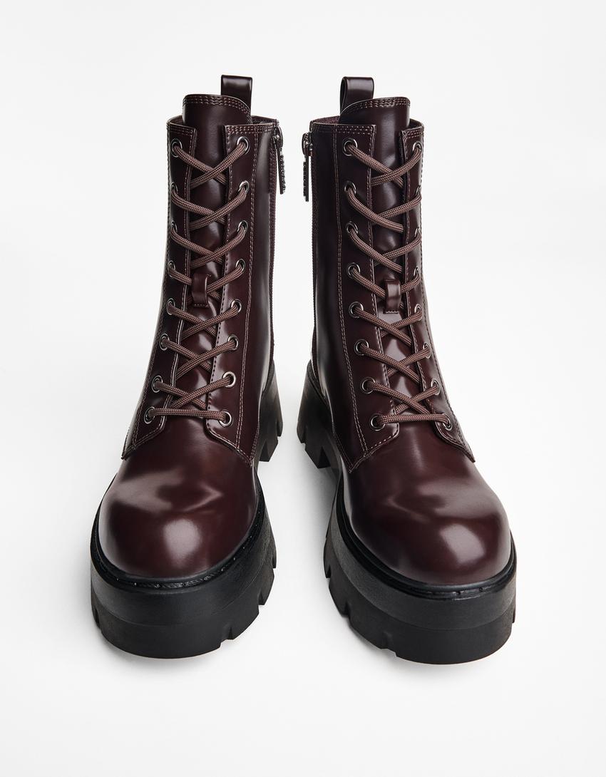 Bottines à lacets-Grenat