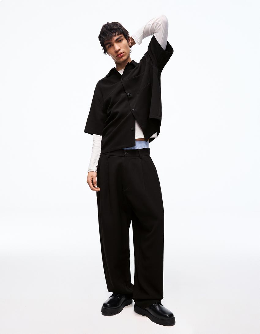 Super baggy tailored trousers-Black