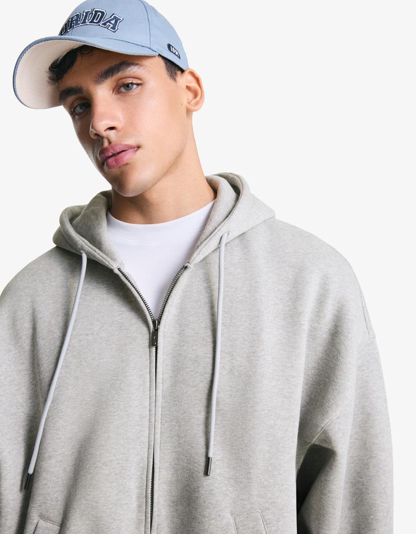 Sweater majica s patentnim zatvaračem-Siva-2