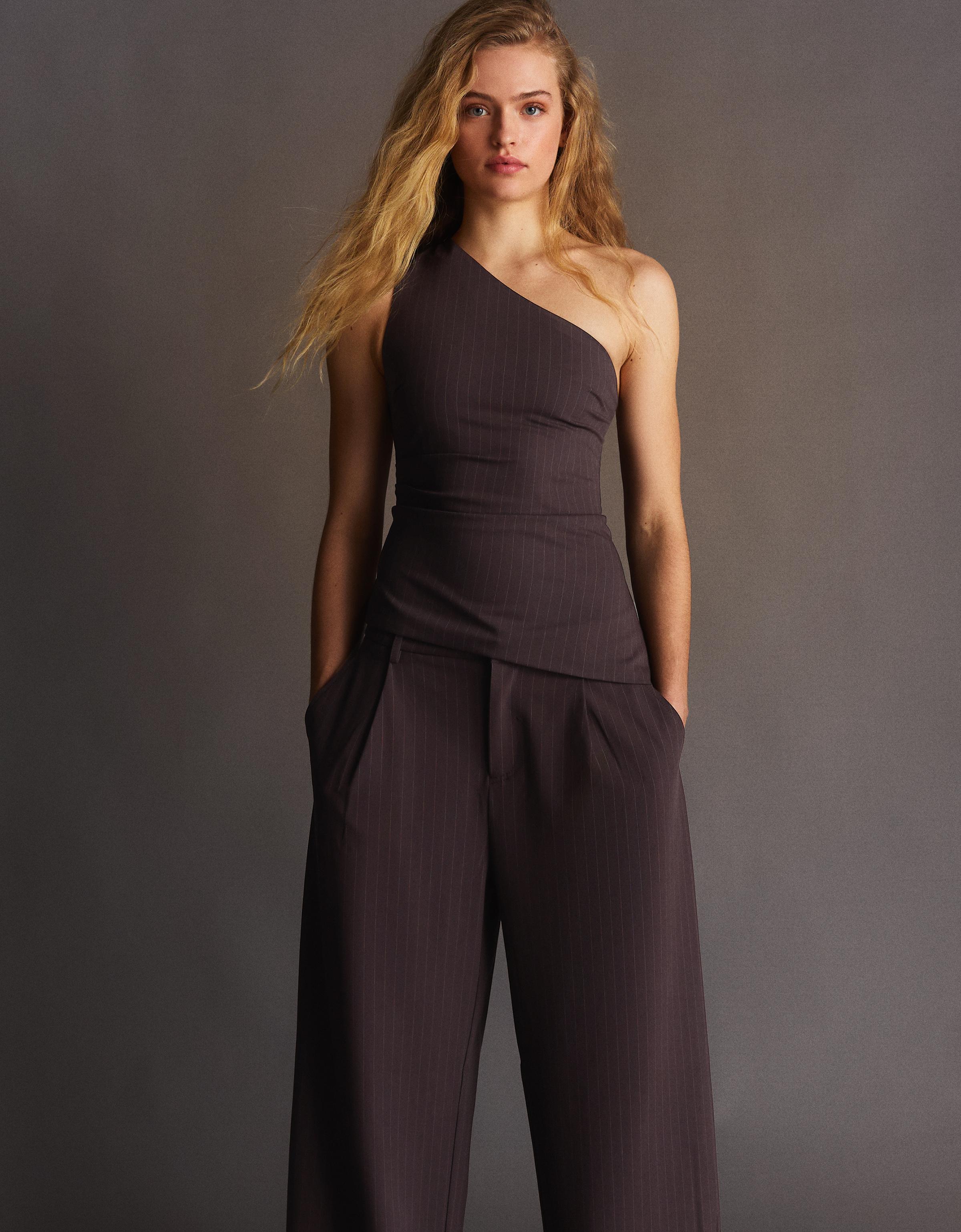 Bershka Asymmetrisches Top Damen M Braun