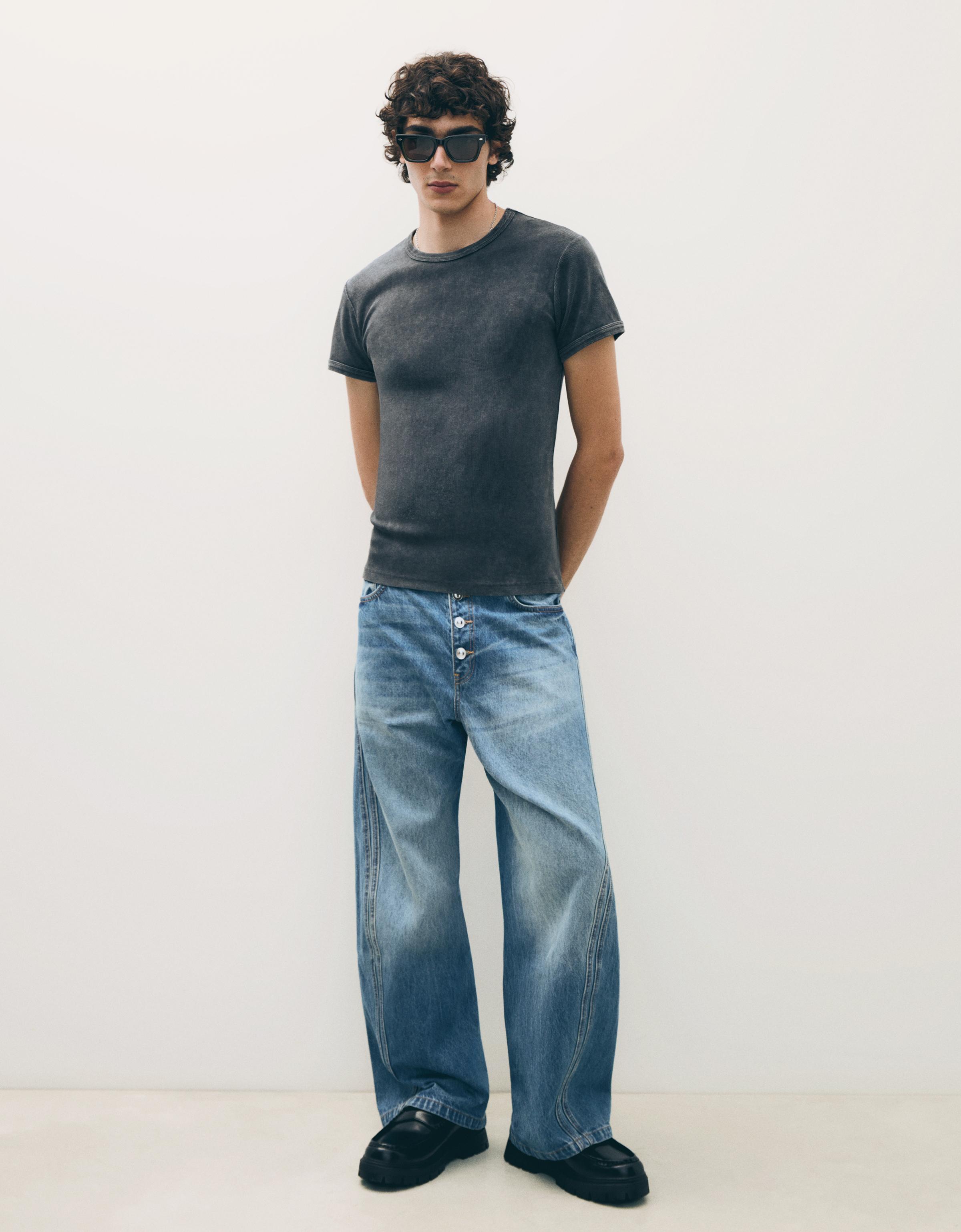 Bershka Jeans Bootcut Hombre Azul Lavado