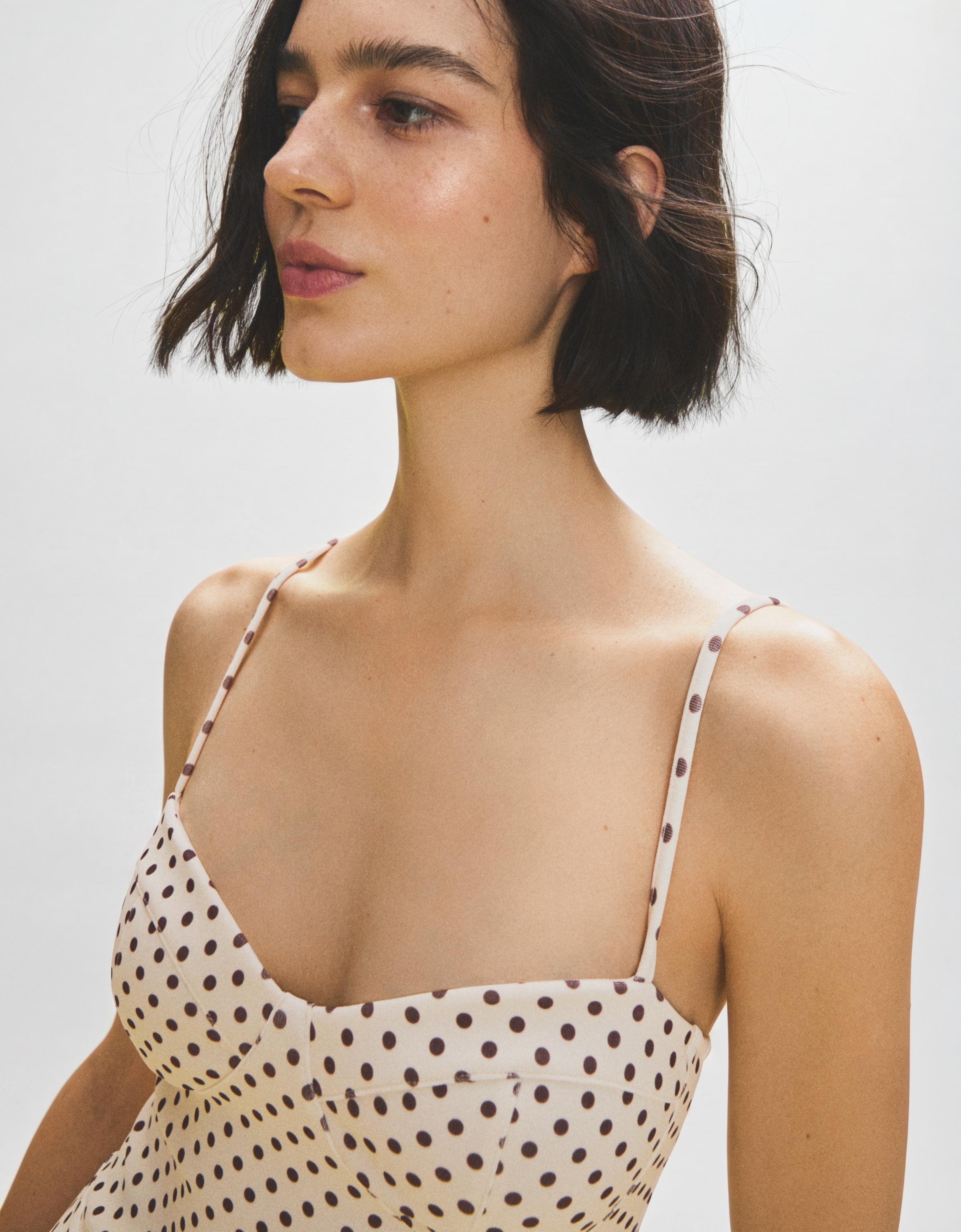 Mini strappy corset dress — Cream