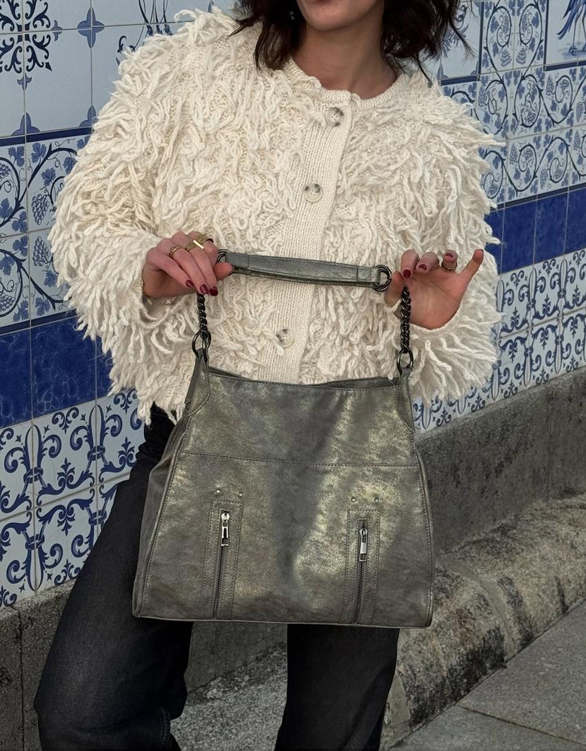 Saçaklı hırka-Kum rengi