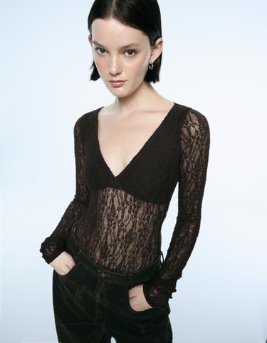 Long sleeve lace bodysuit