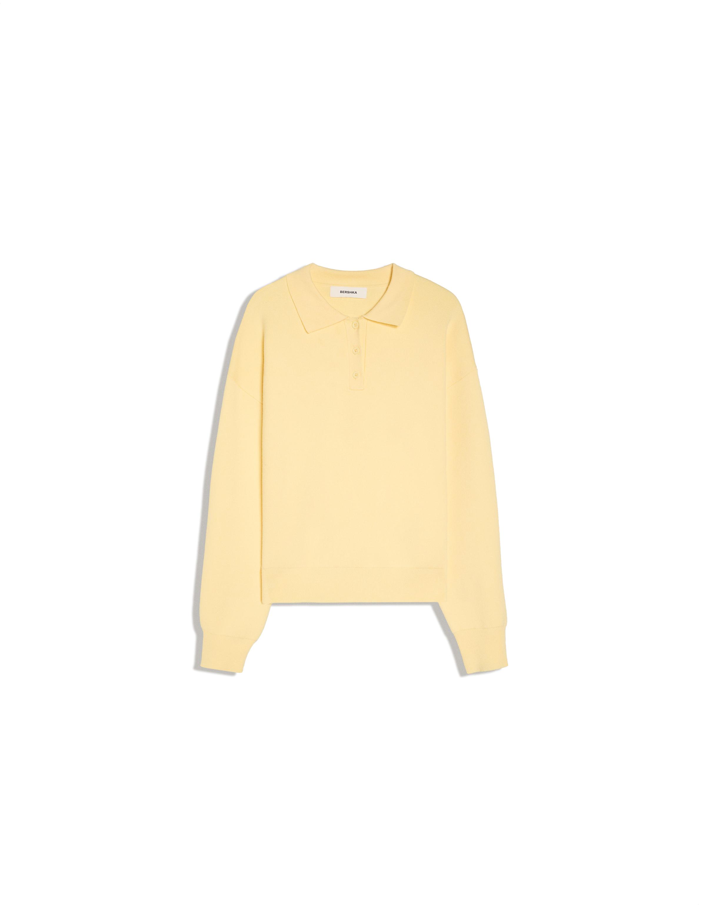 Oversize polo collar jumper — Yellow