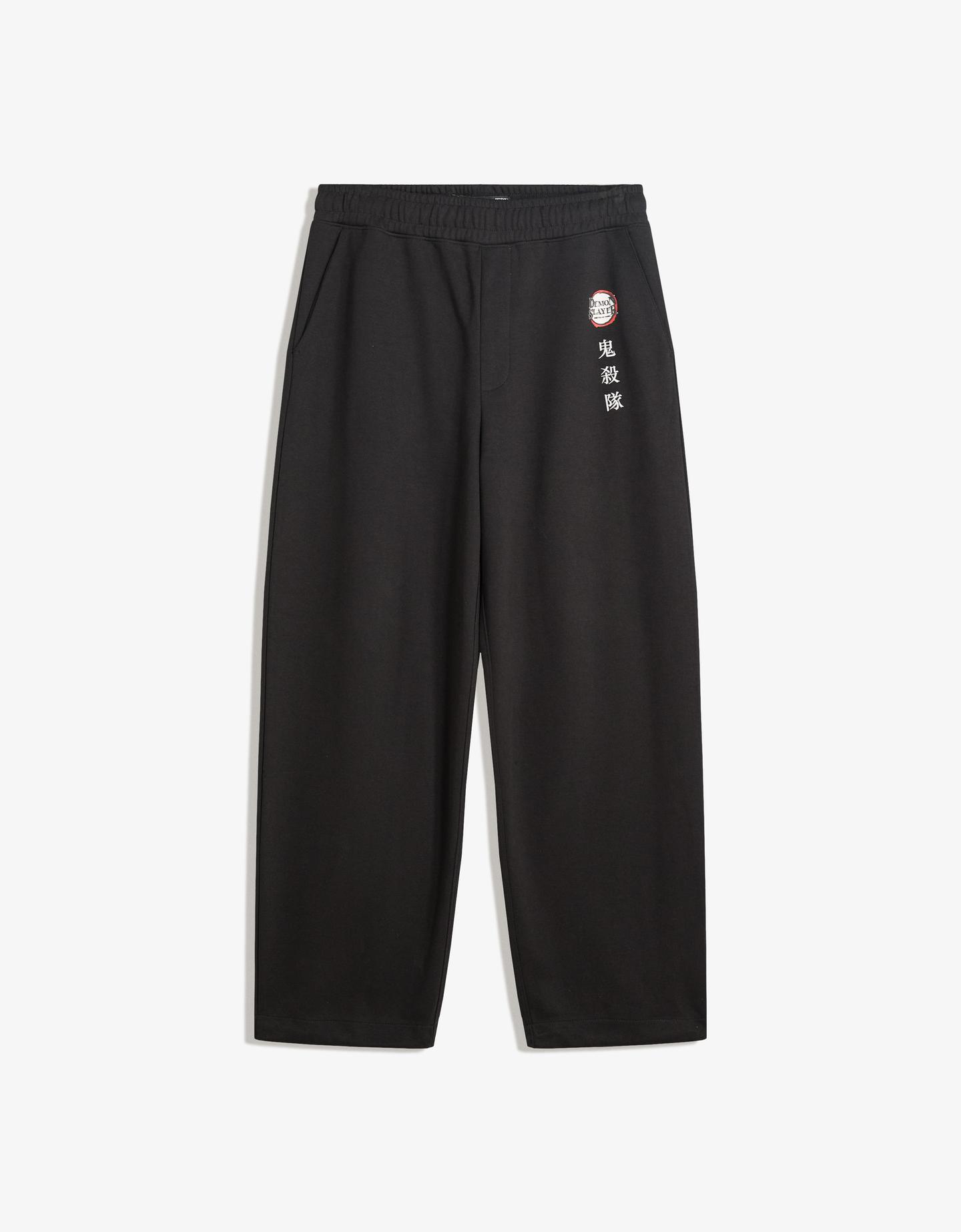 Bershka spodnie skater demon slayer czarny