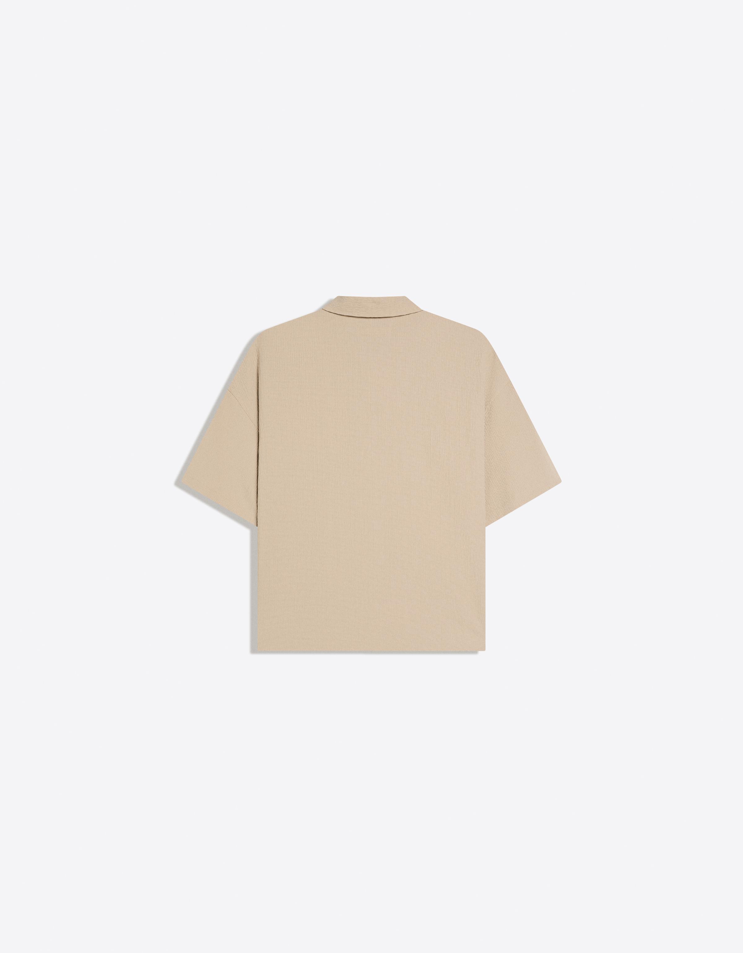 Pleated short sleeve boxy shirt — Sand