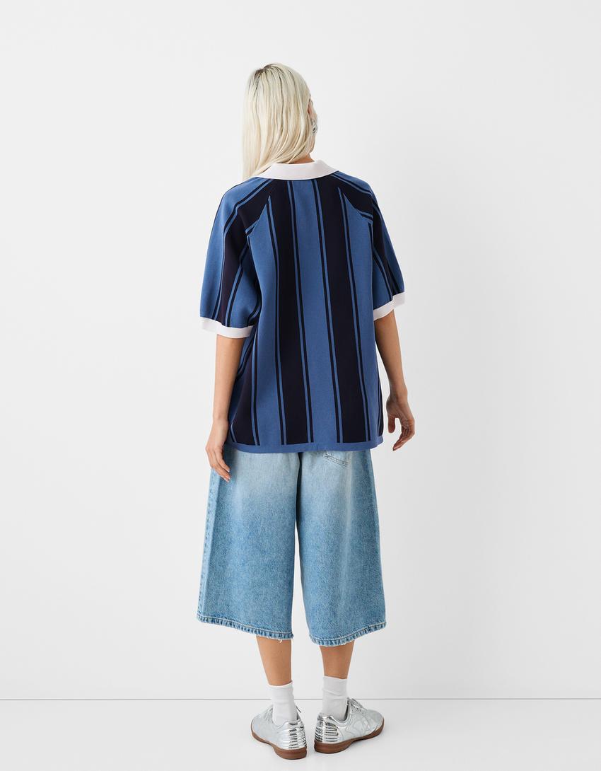 T-shirt polo LA Galaxy rayures-Bleu-1