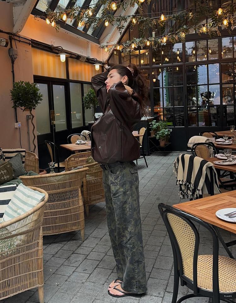 Baskılı straight fit pantolon