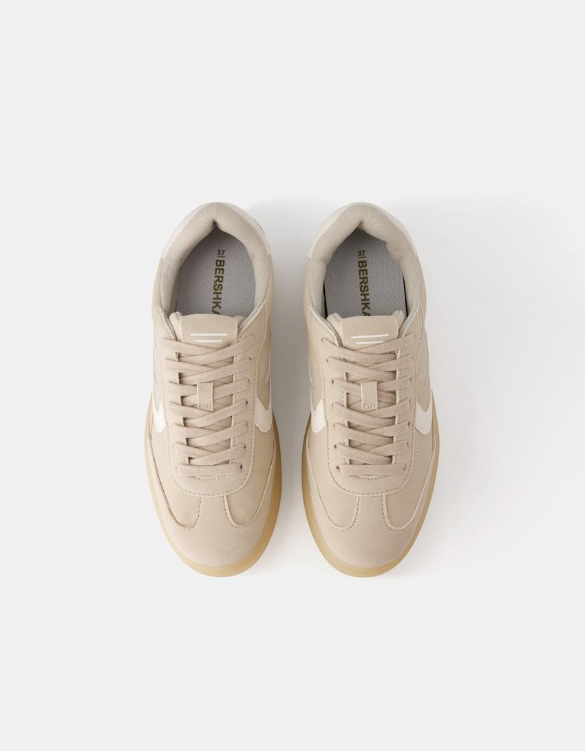Sneakers rétro plateforme-Beige