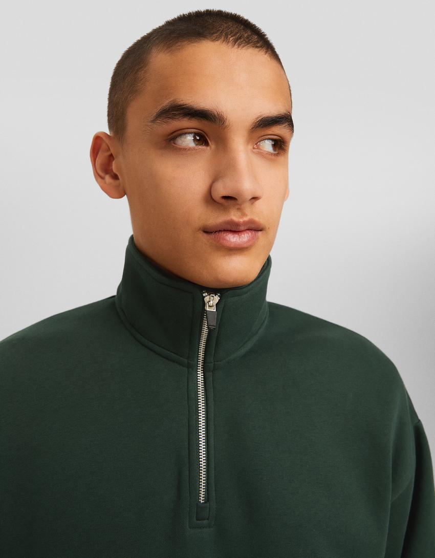 Varsity zip-up hoodie-Green