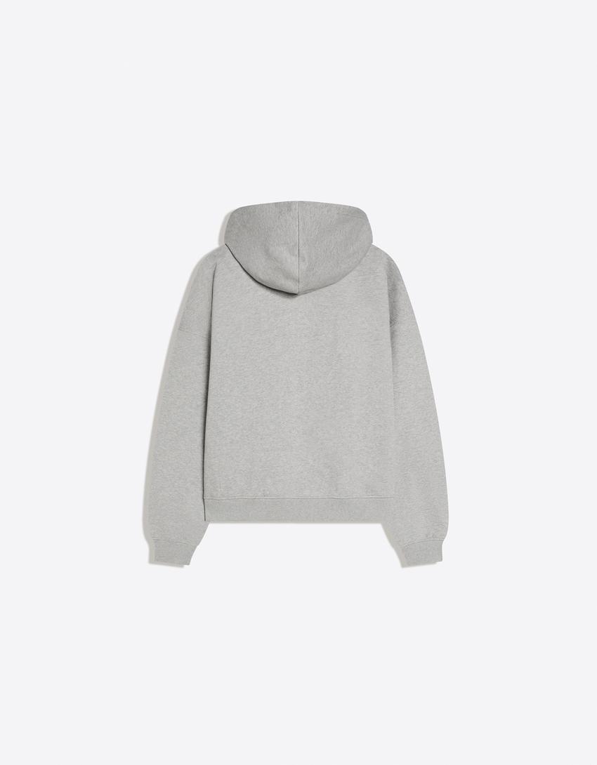 Sudadera cremallera boxy crop print-Gris