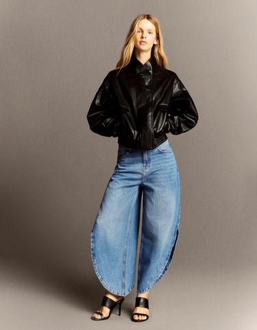 Wide-leg jeans with side split — Light blue 4