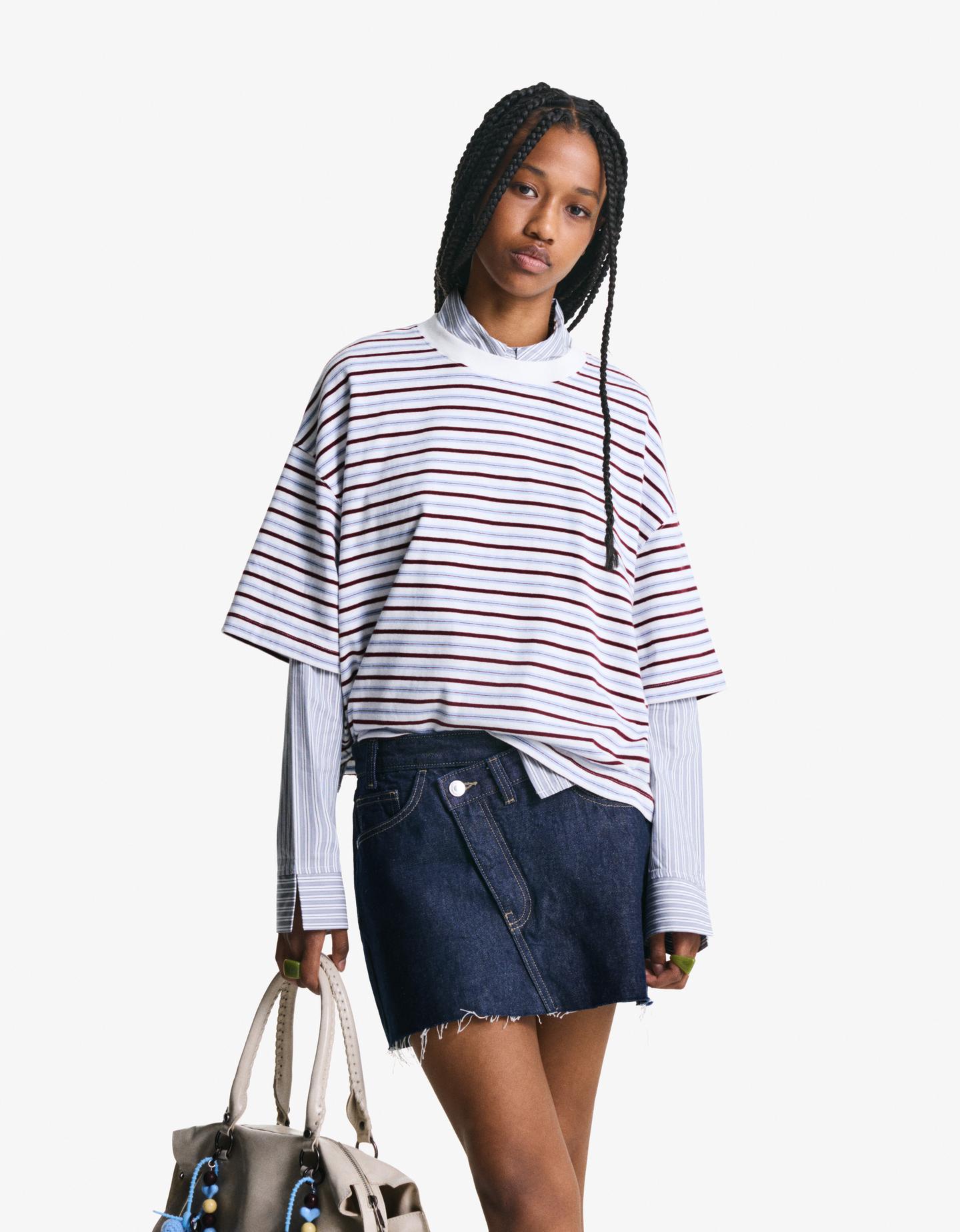 Bershka spódnicospodnie jeansowe mini granatowy