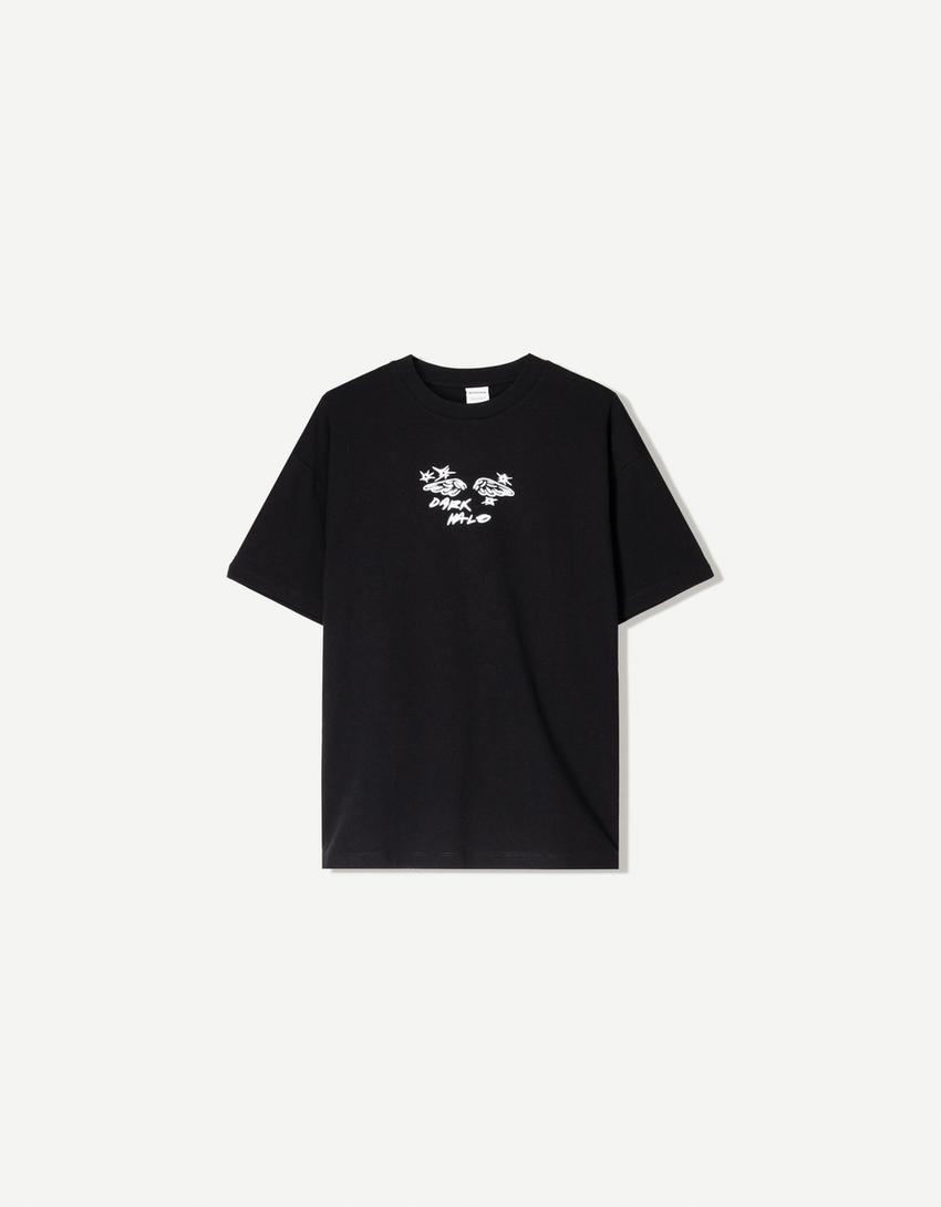 Short sleeve T-shirt with print-Black