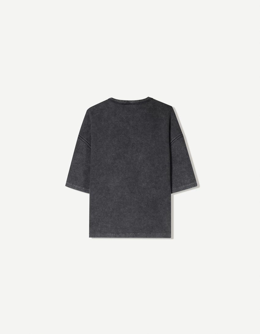 T-shirt à manches courtes oversize-Gris-5