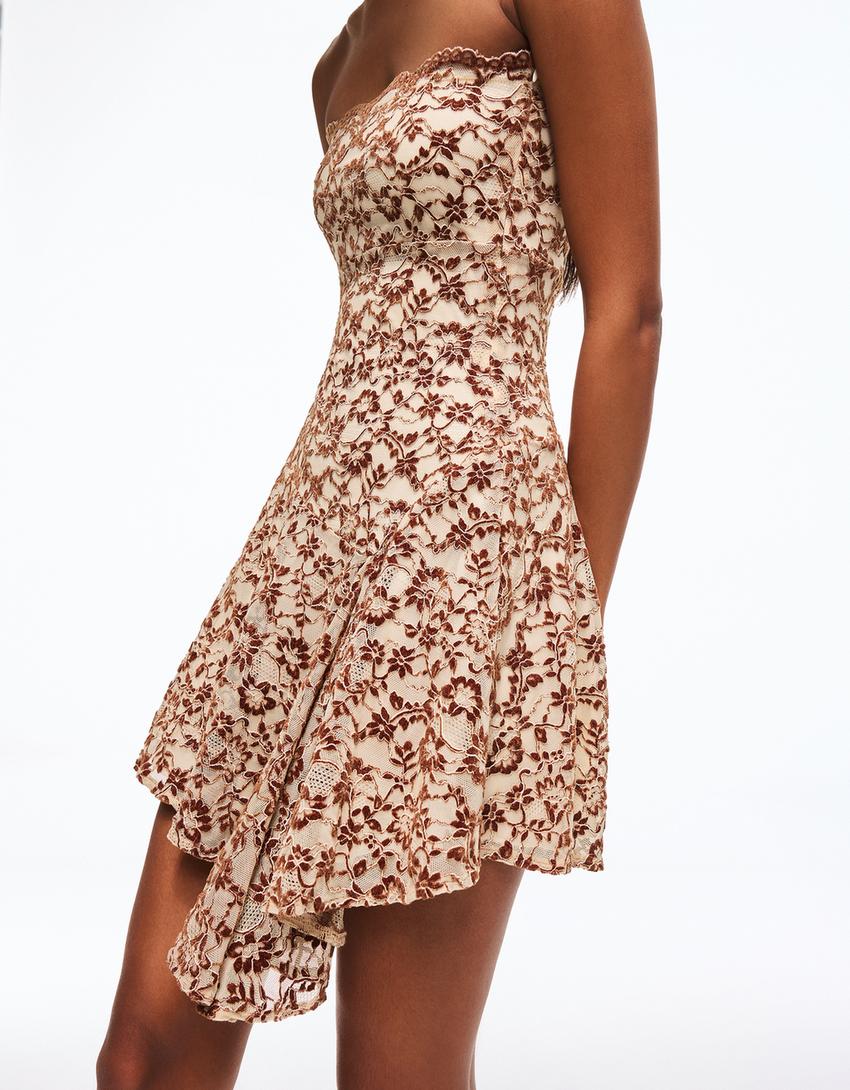 Robe mini bandeau-Marron