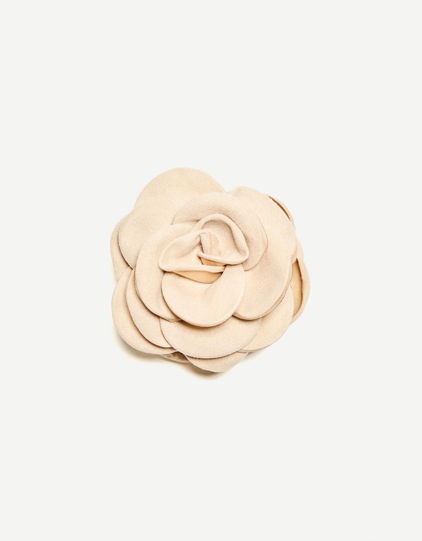 Pince fleur en tissu-Écru-2