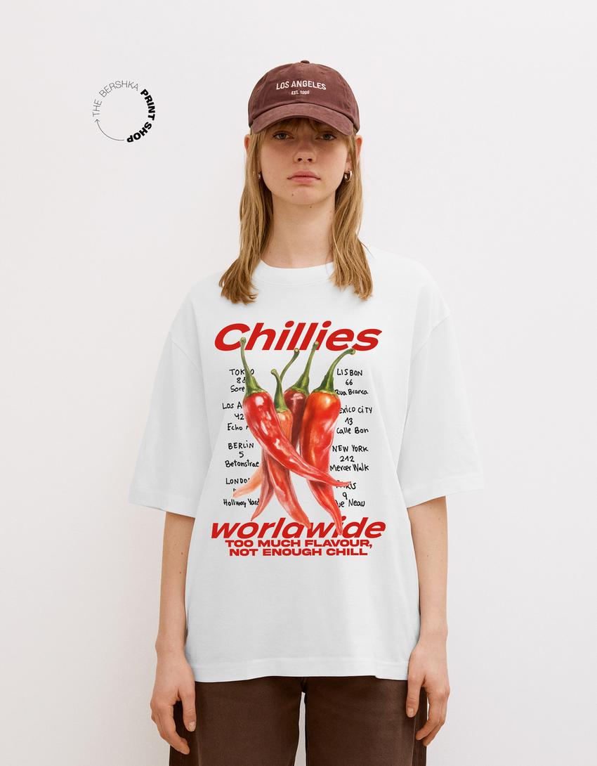 Short sleeve T-shirt with print-White
