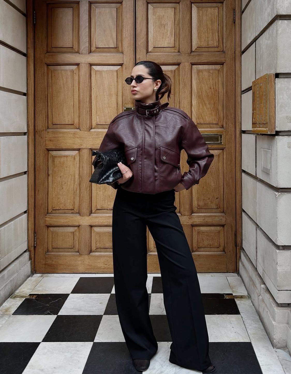 Leather effect jacket with pockets